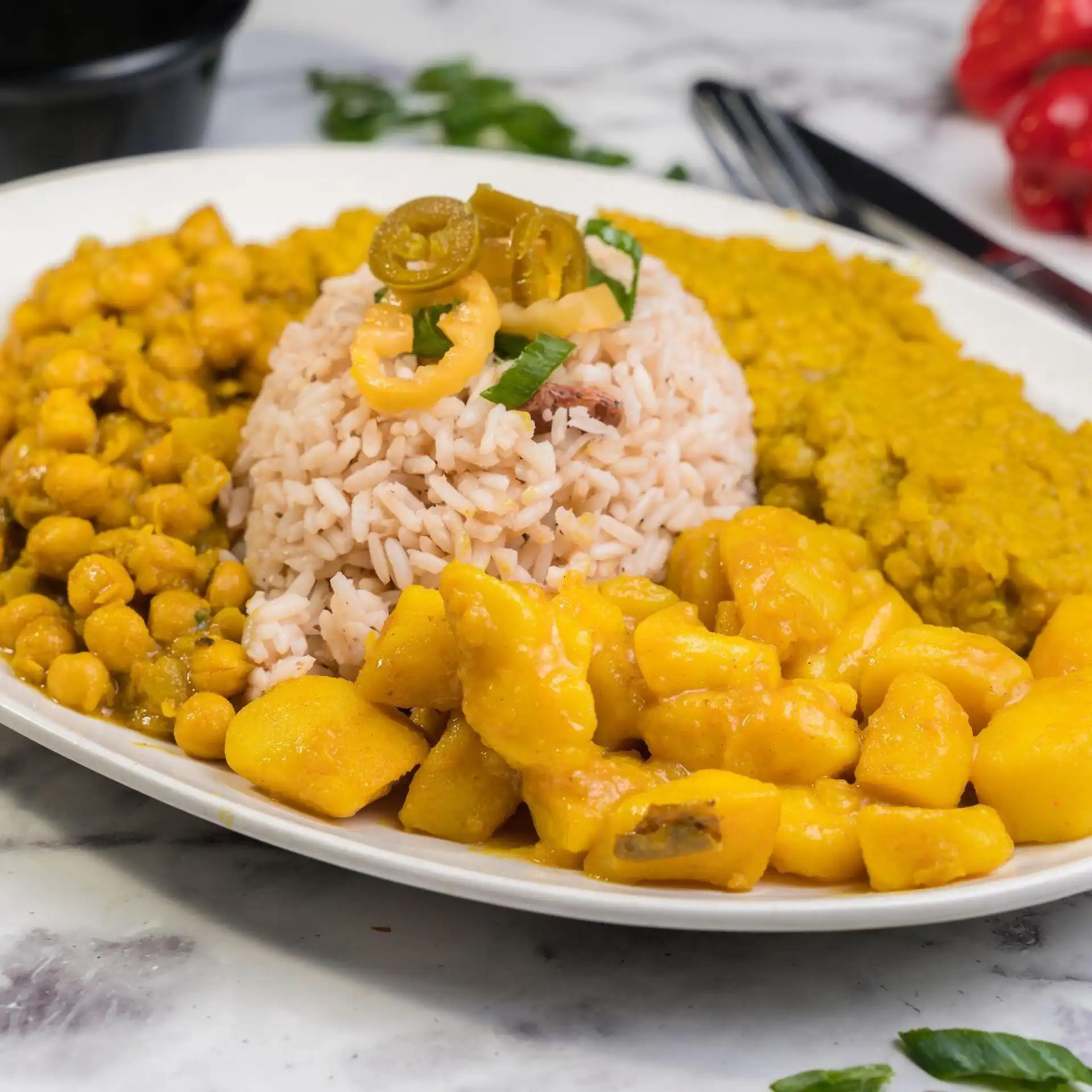 Veggie Delight Rice Bowl from Nathan’s Jerk in Oshawa